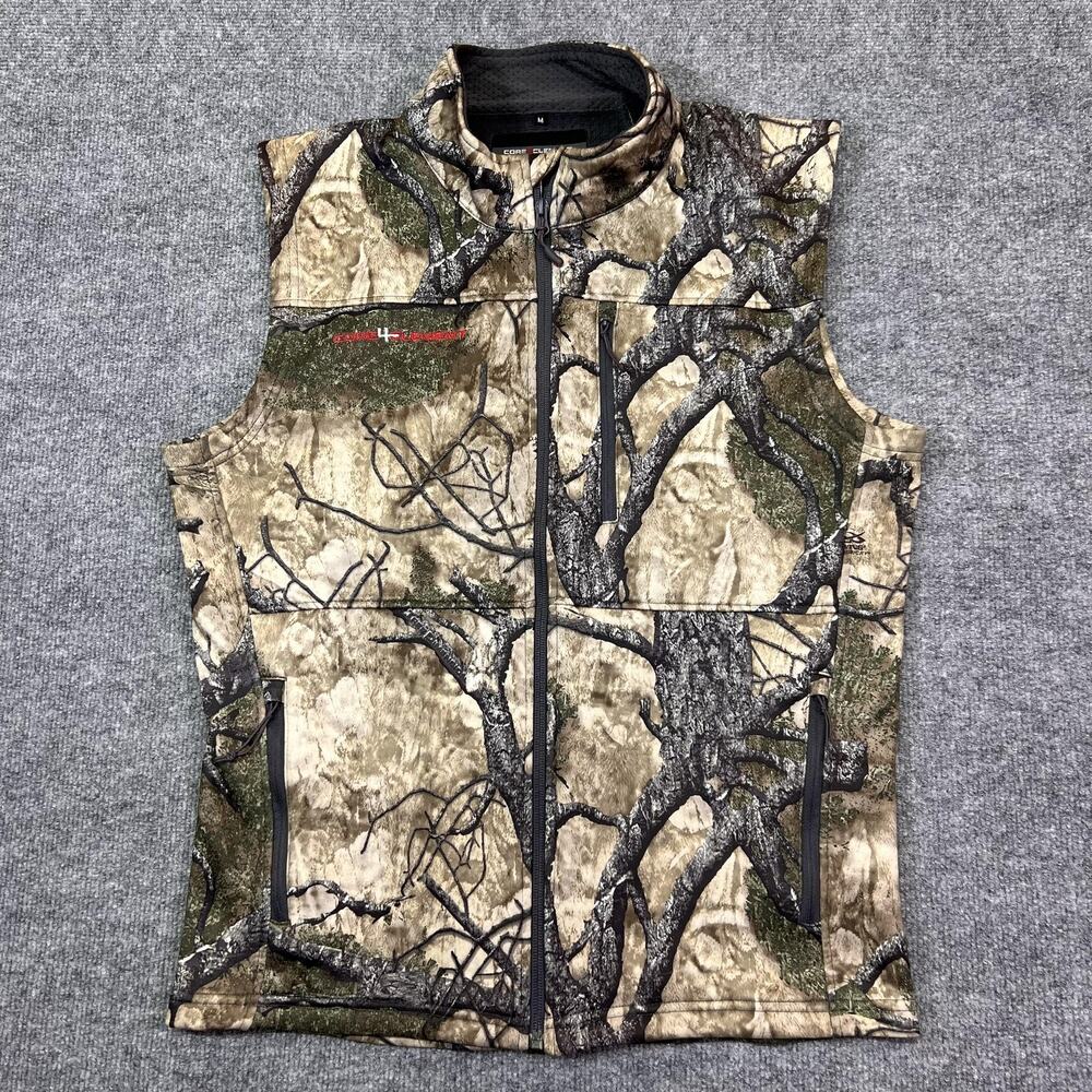 Core4Element Vest Mens Medium Brown Mothwing Camo Softshell Full Zip Hunting